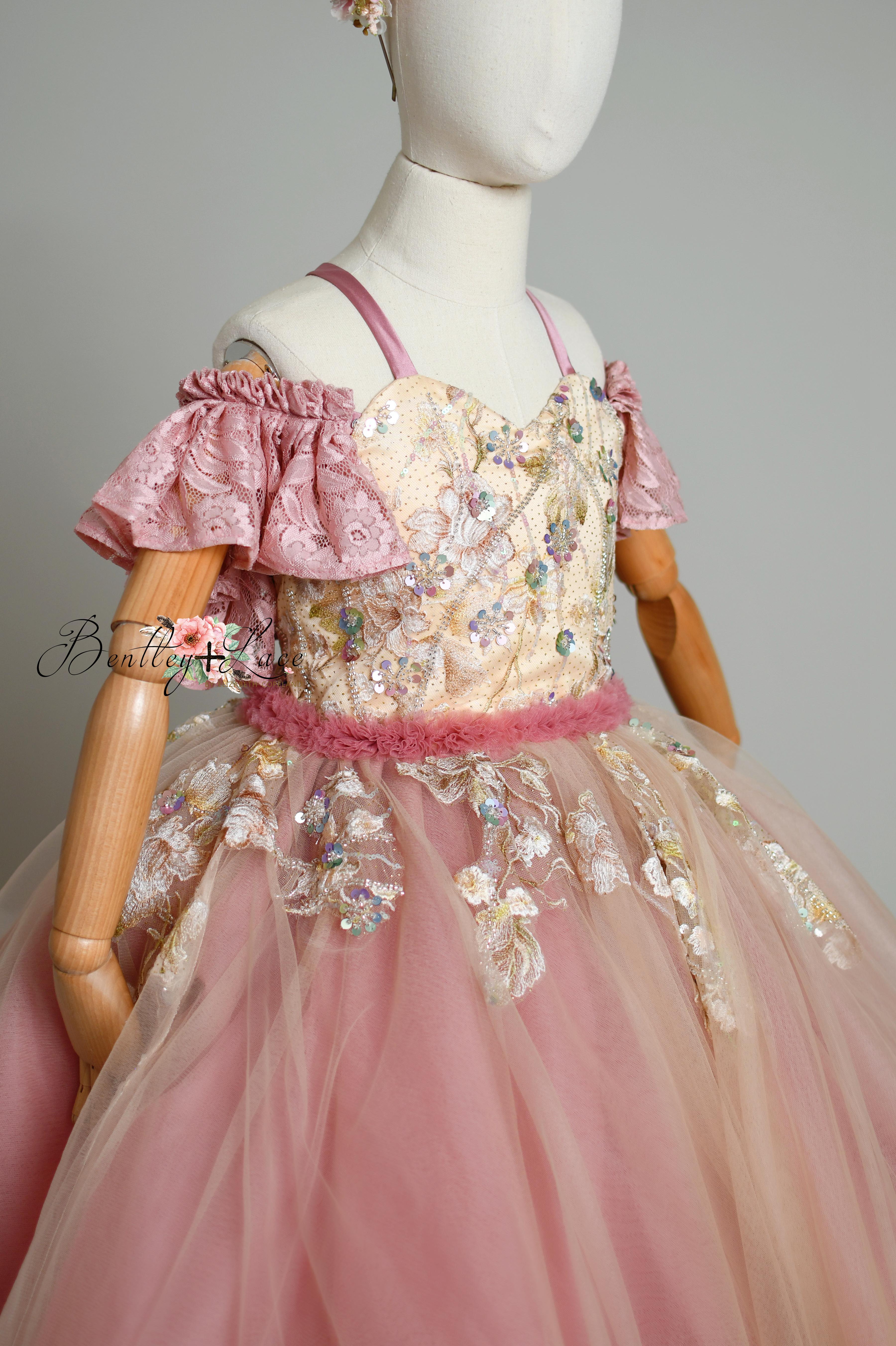 "Sunshine Serenade" Couture Floor length gown (6 Year - Petite 8 Year)