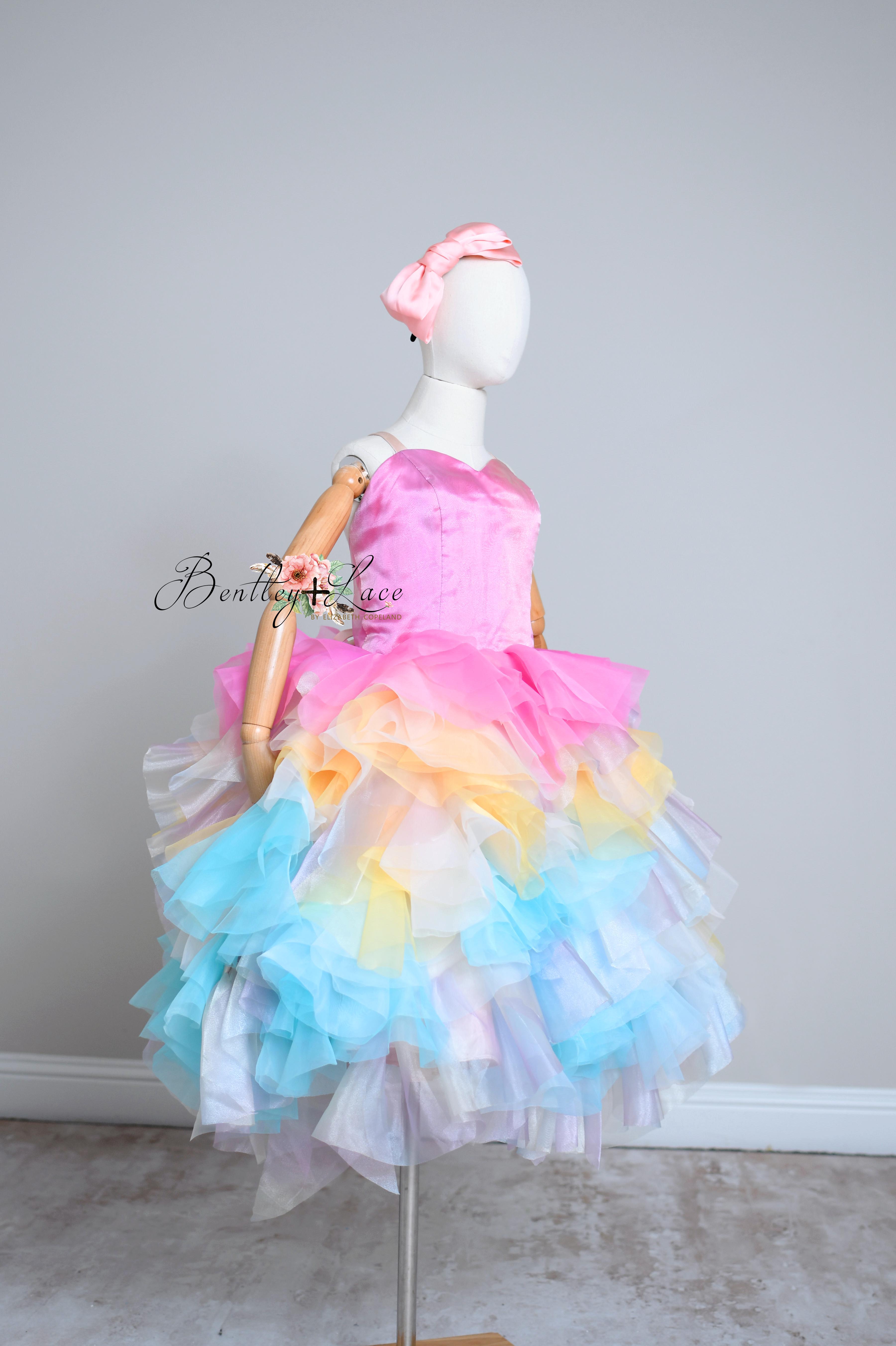 Custom rainbow inspired girls dresses