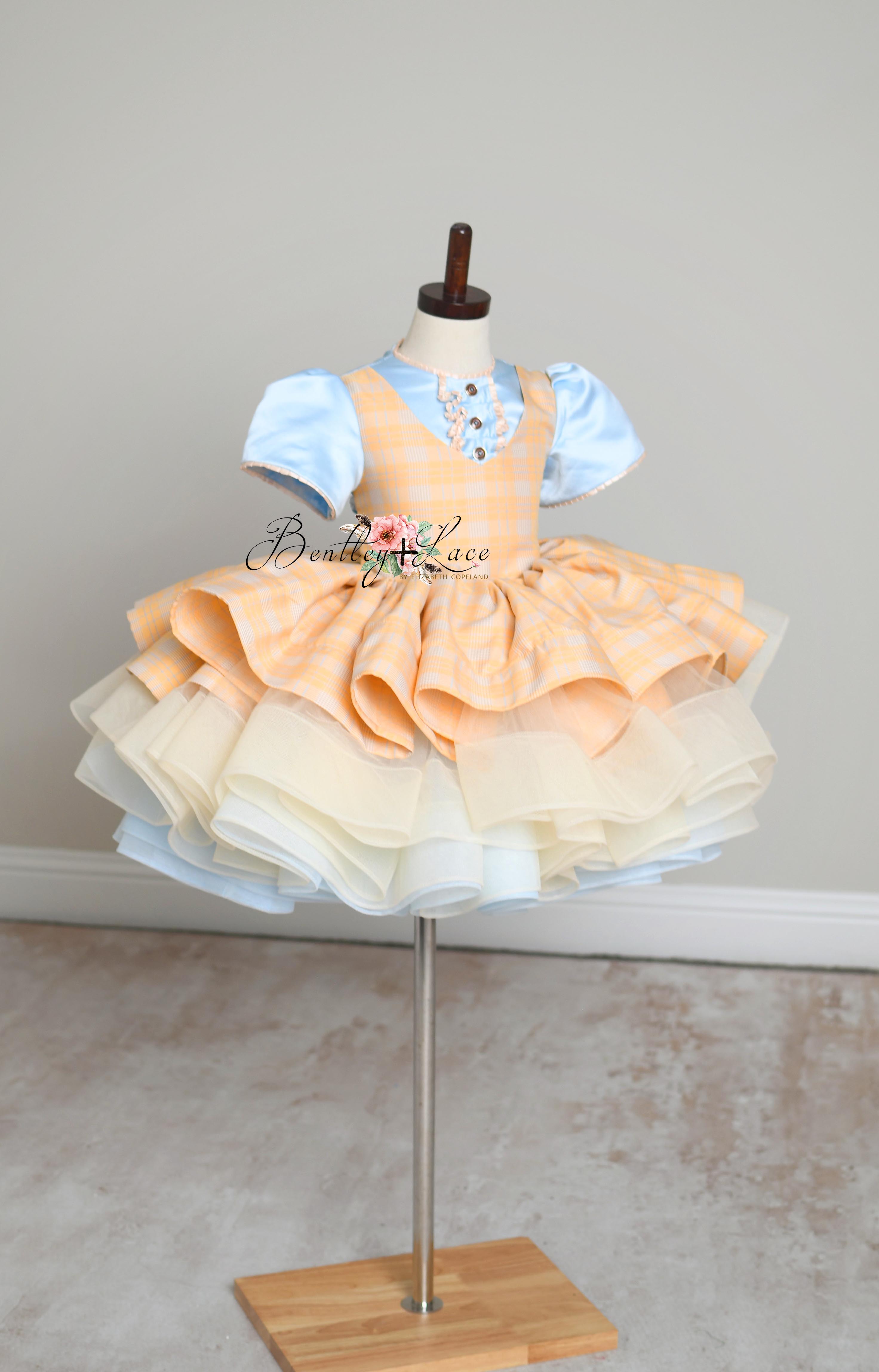 "Bluebird Breeze" Vintagte Petal Dress - Editorial Dress, Couture Gown, Special Occasion Dress