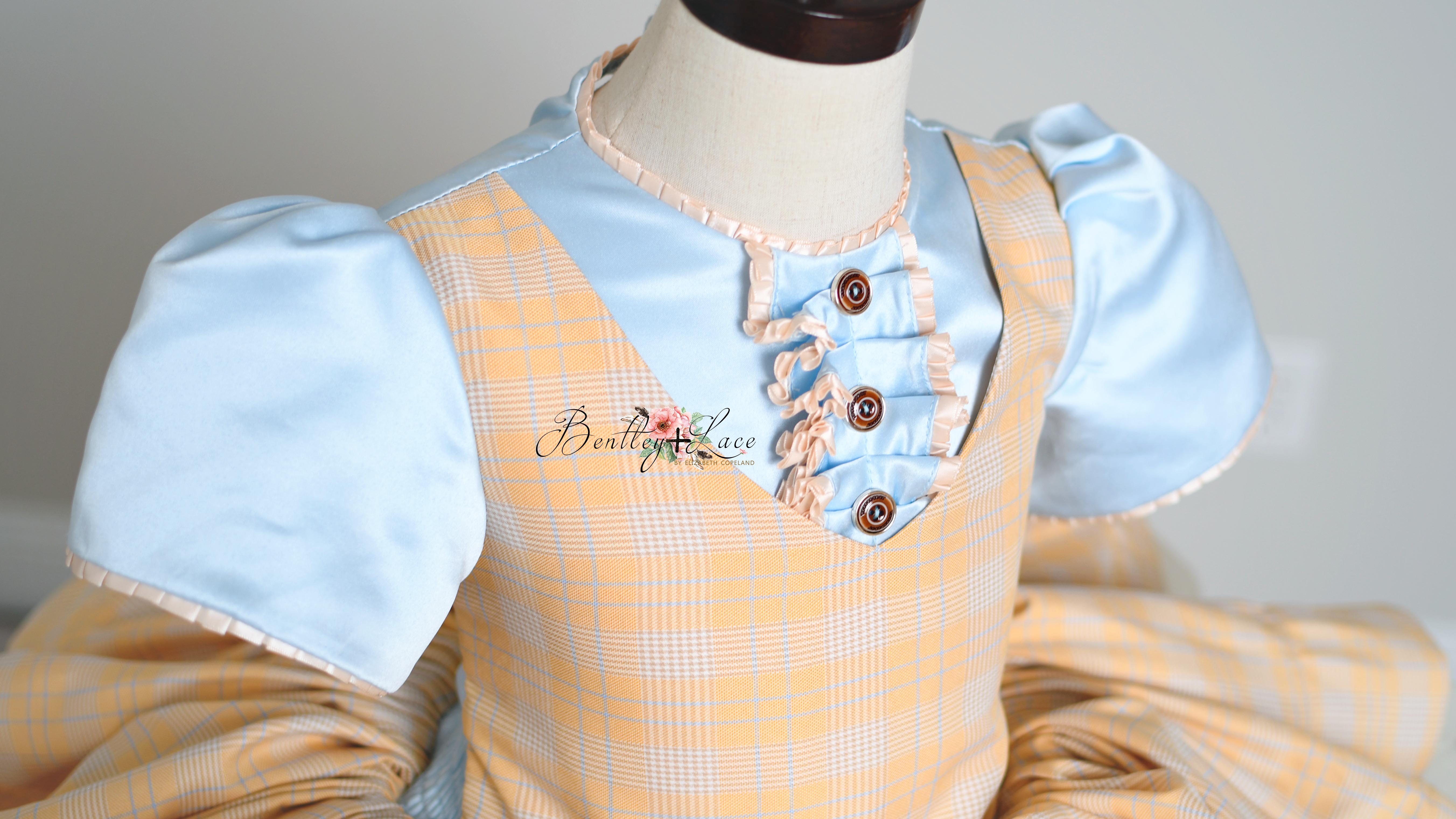 "Bluebird Breeze" -   Vintage Inspired Plaid -Petal length dress  ( 5 Year - petite 7 Year)