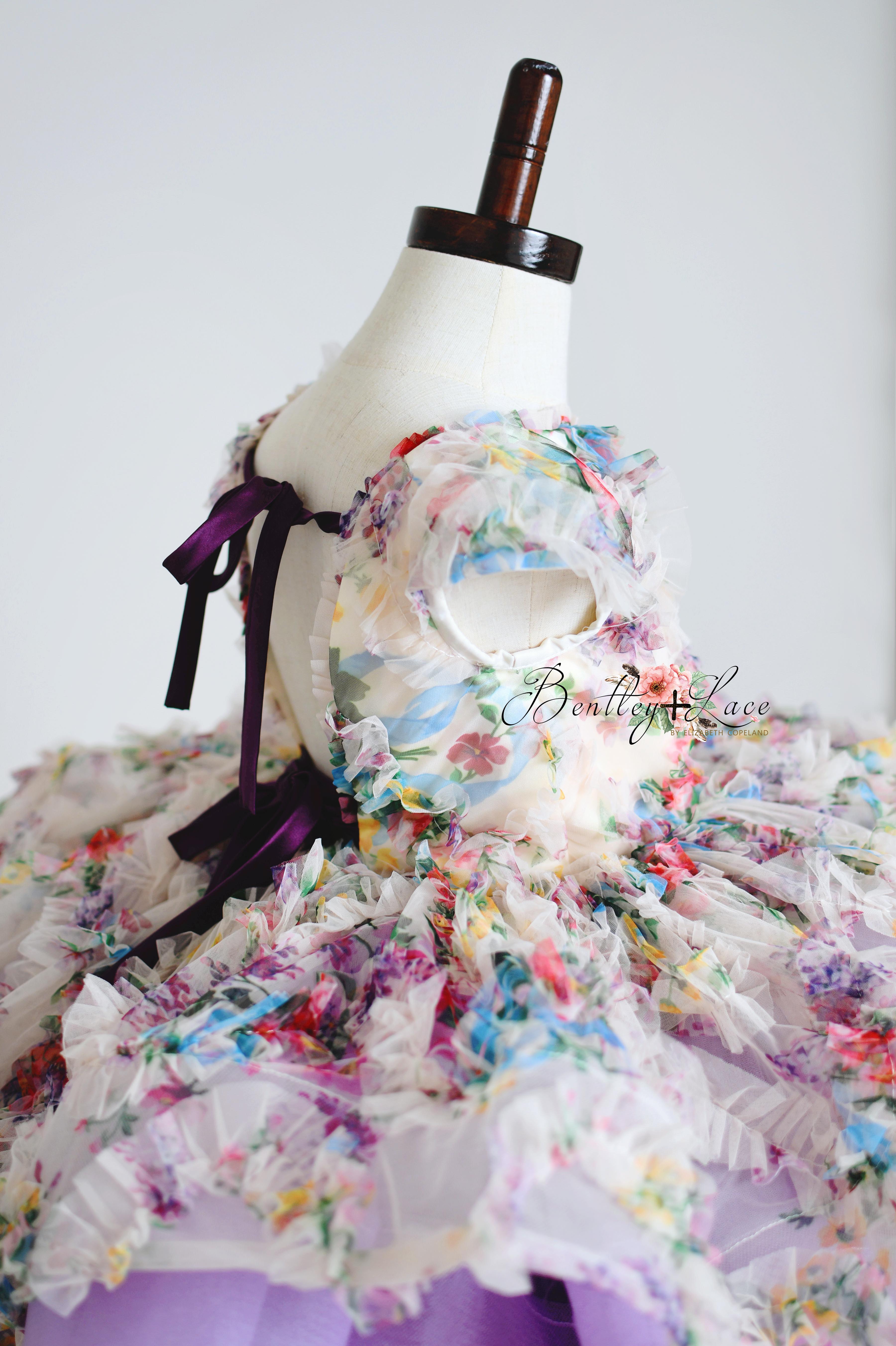 EXCLUSIVE LIMITED RELEASE GOWN - "MEADOW BLOOM" -   Petal length dress  ( 4 Year - 6 Year)