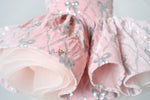 "Handmade pink and silver couture dress with removable top"

