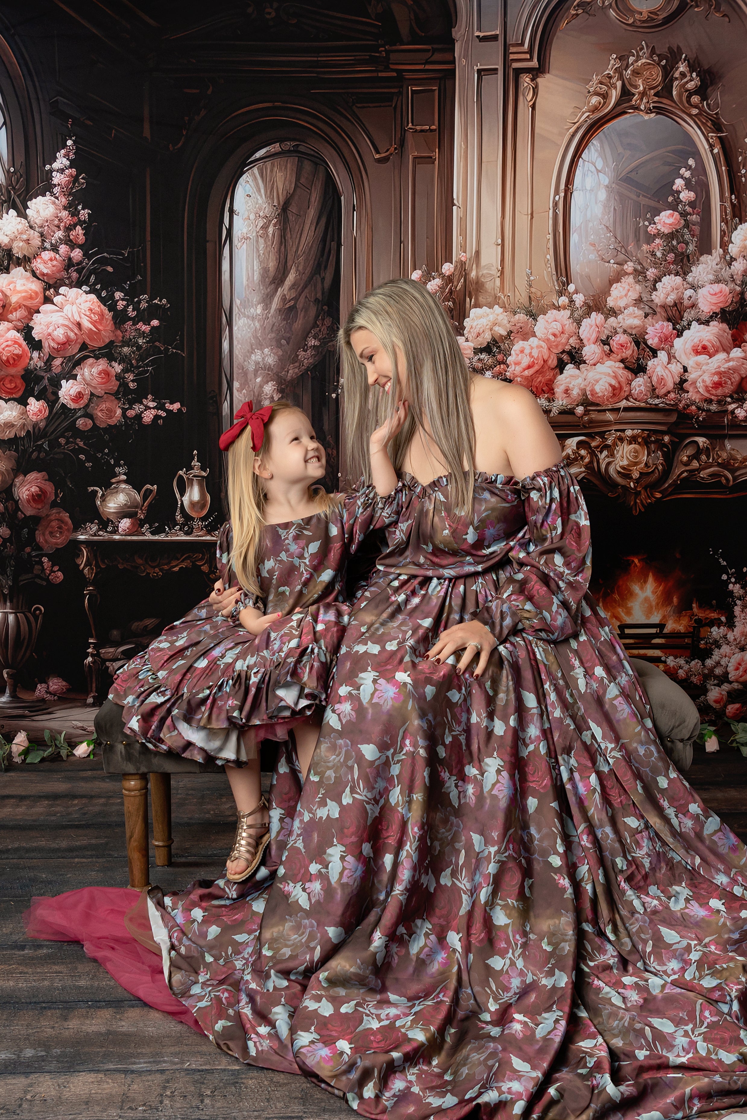 Floral Days - Adult burgundy floor length dress (Adult 4-10)