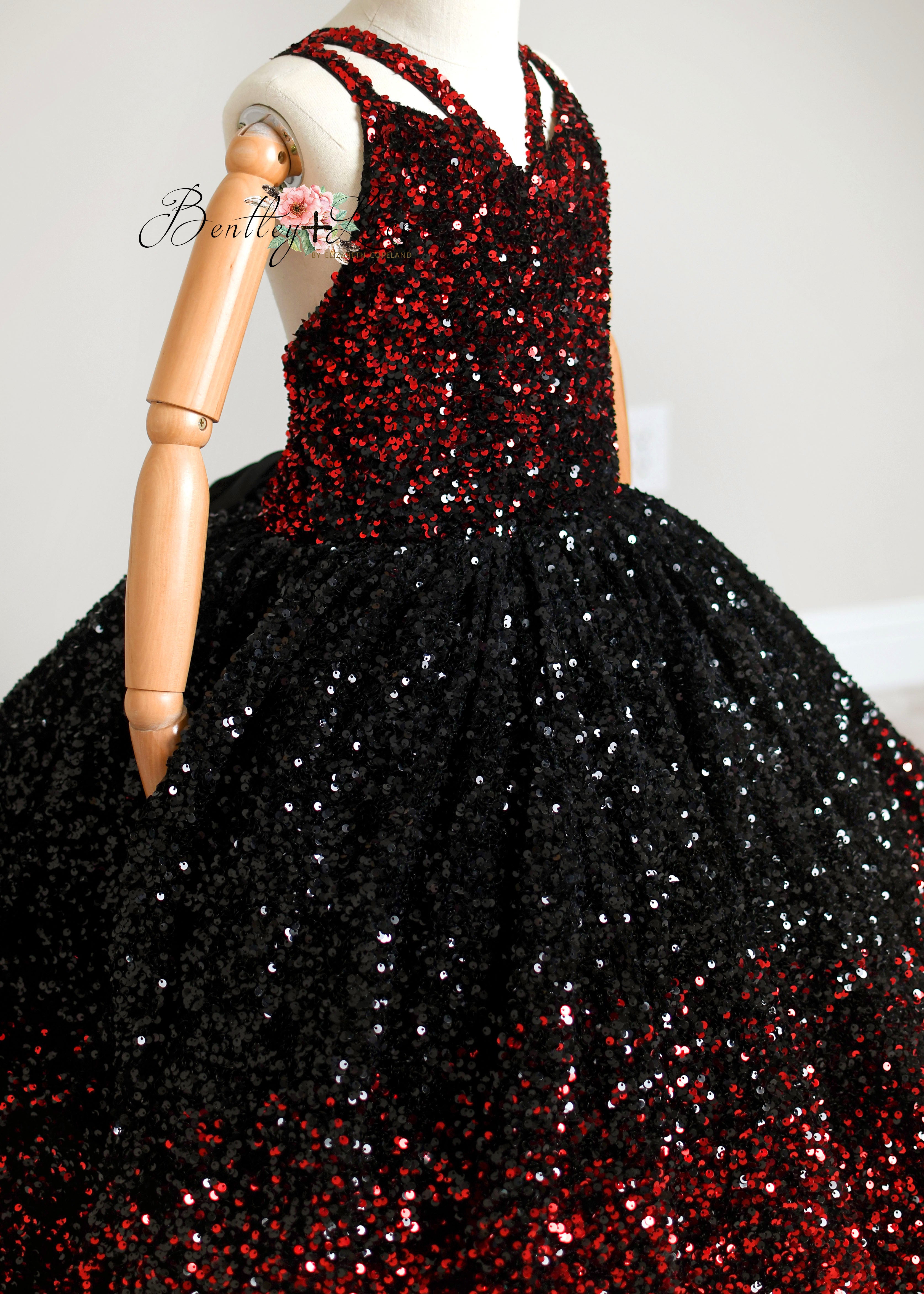"Glam Statement" + detachable wristlets - Floor Length Gown - (8-10 year)