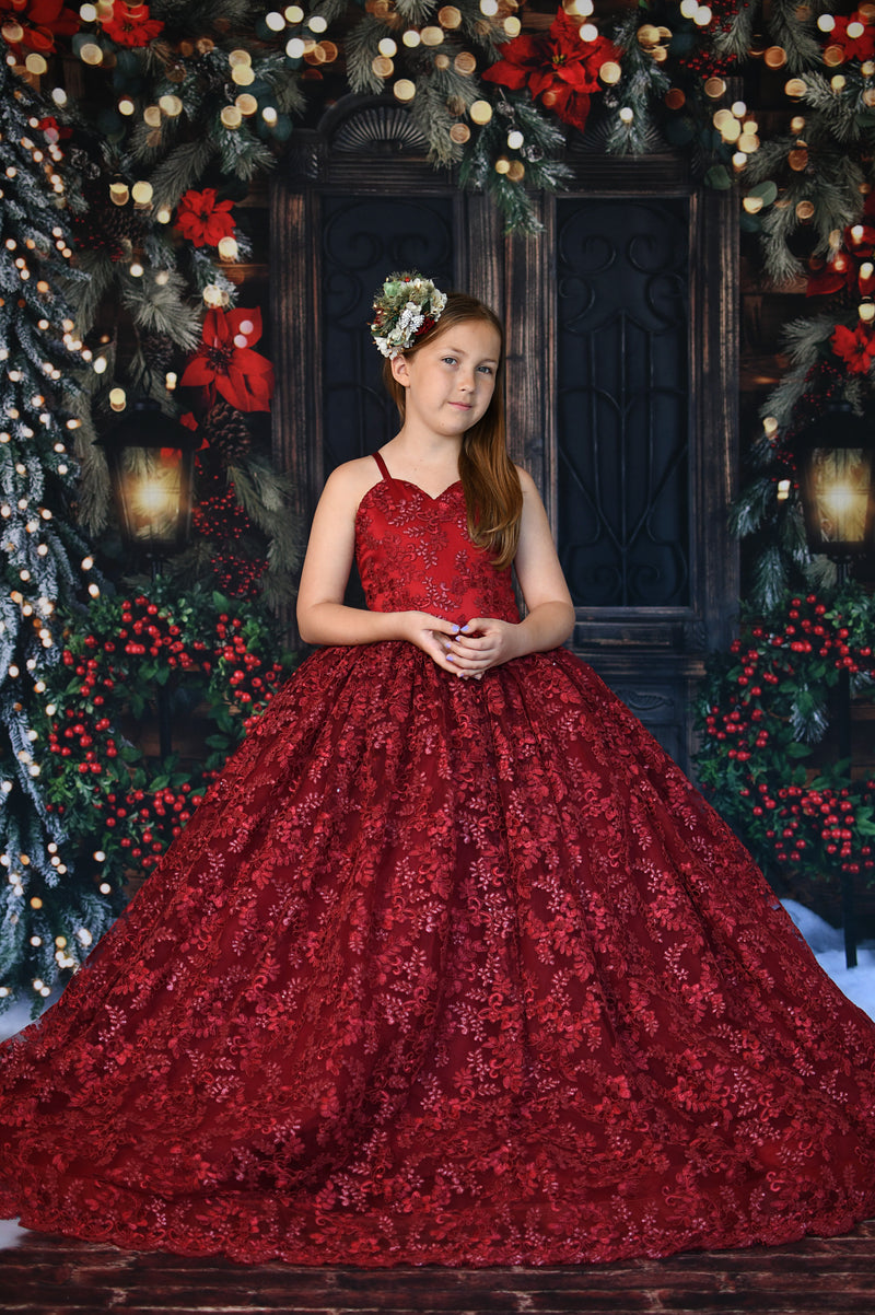 "Full-length custom gown for girls, ideal for weddings, birthdays, and formal events"

