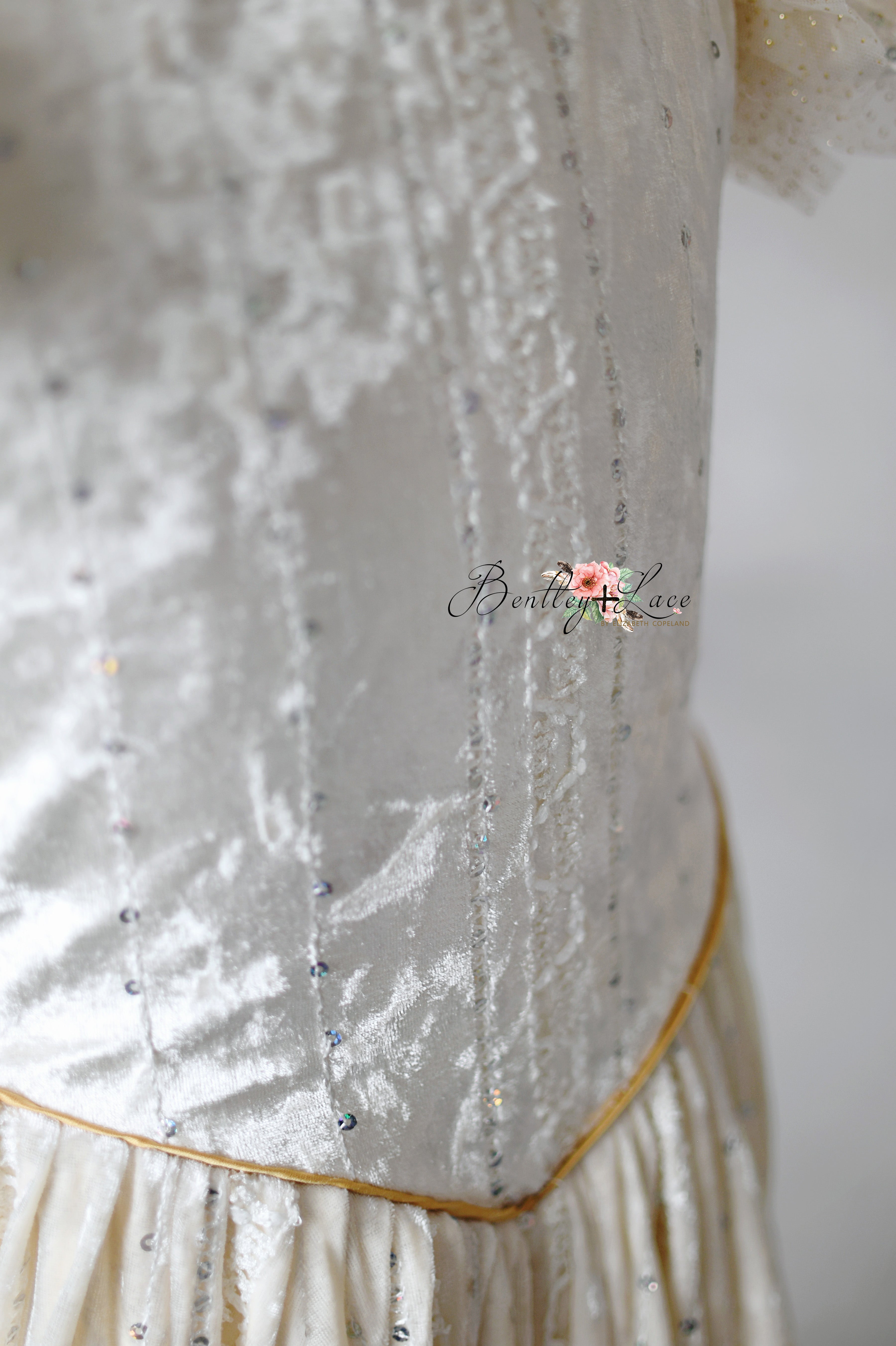 Flutter sleeve detail on Clara’s Dream Christmas gown

