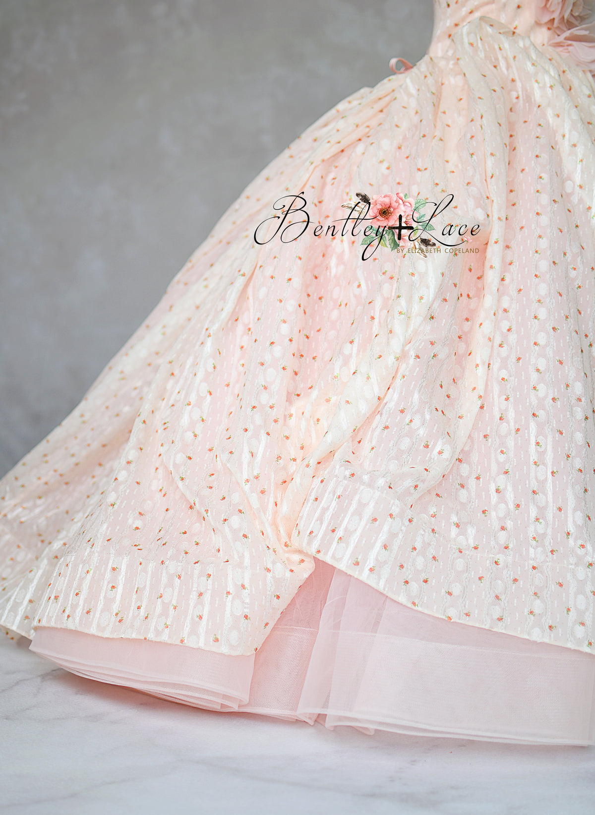 "Whimsical flower girl dress with detachable sleeves and glitter dots"

