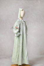 Eleanor’s Dream vintage sage gown for children ages 5 to petite 7, designed for comfort and classic elegance in photography sessions.

