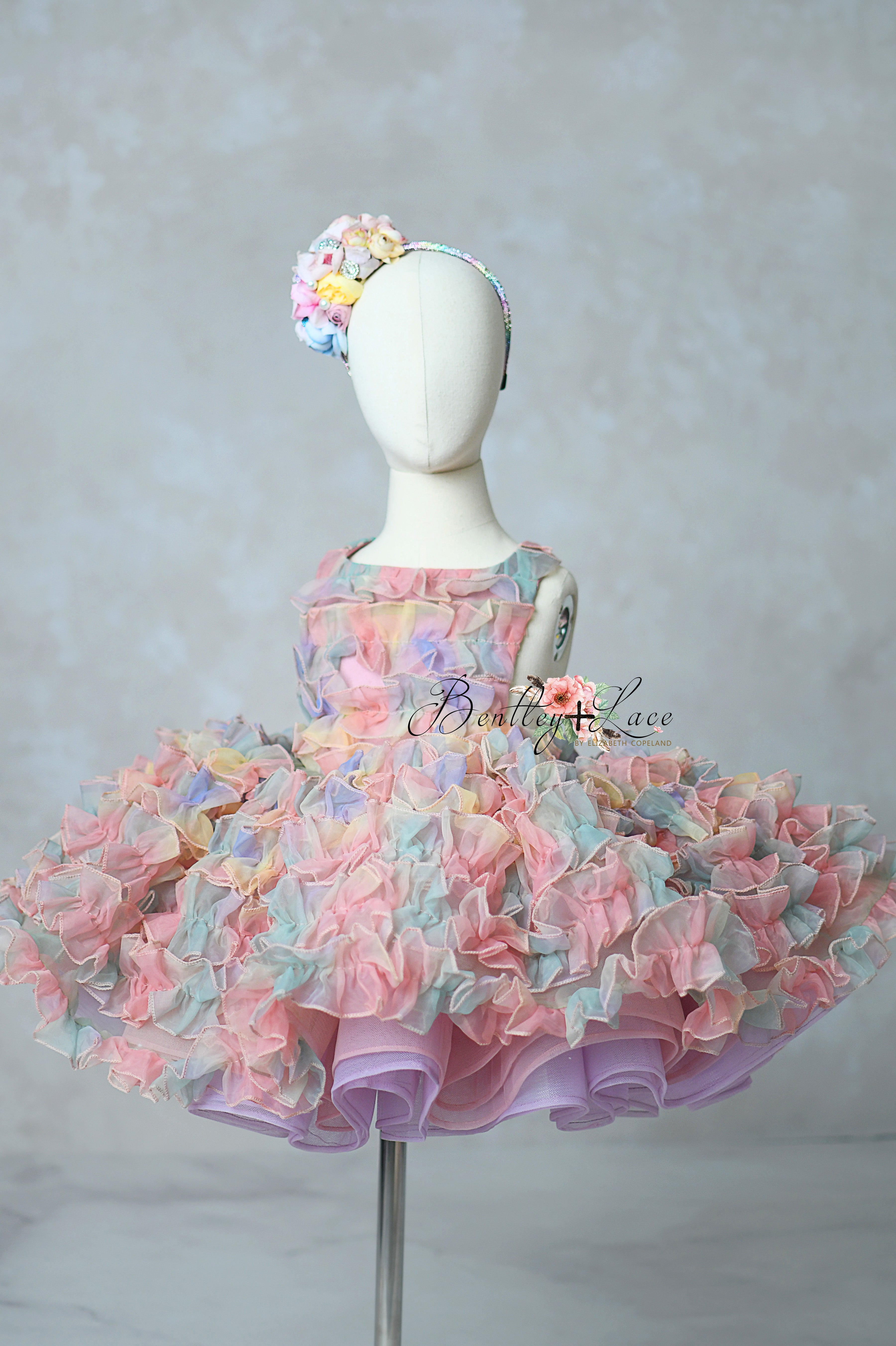 Full skirt detail with twirl-ready volume and lilac underskirt

