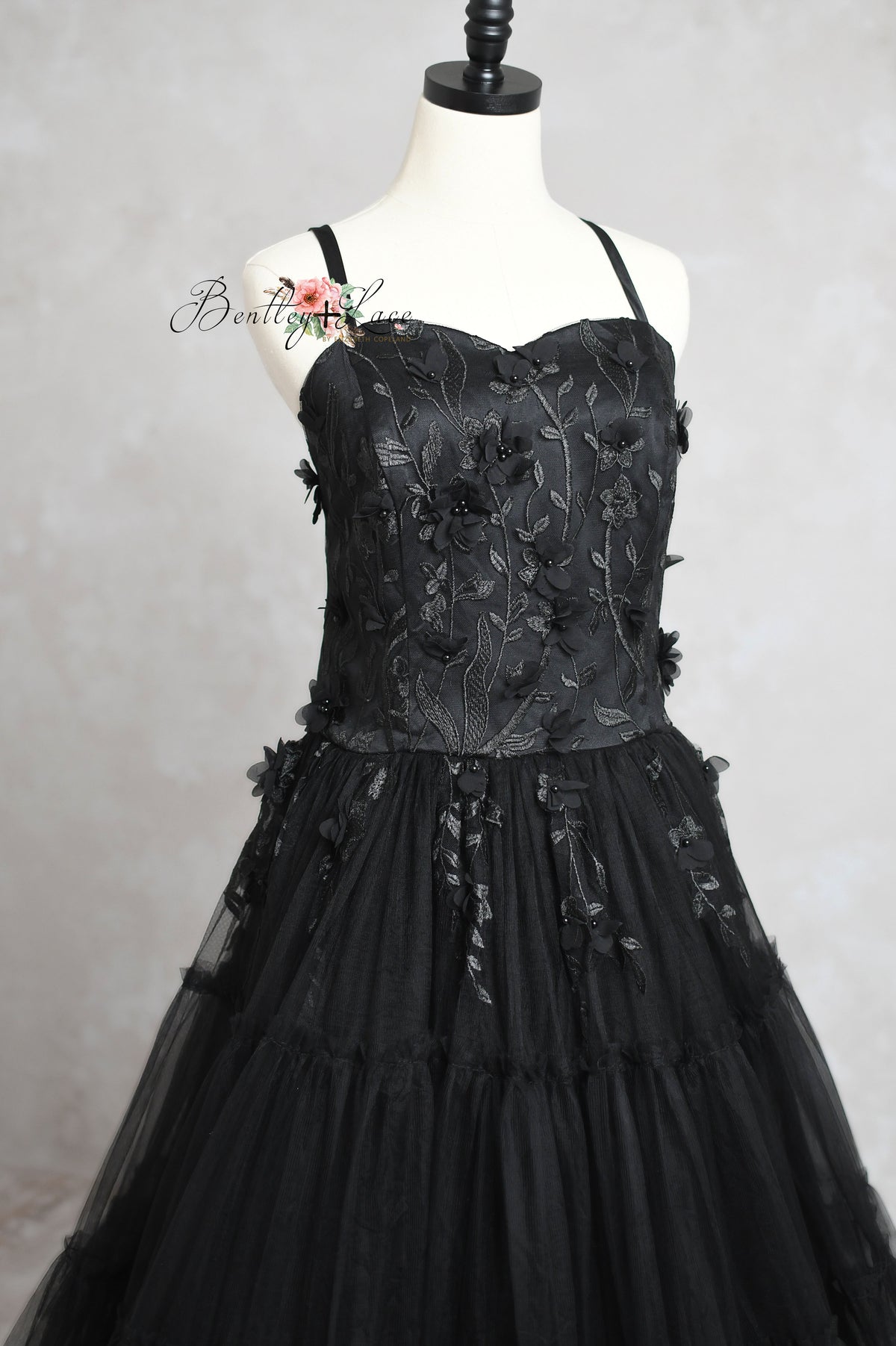 Detailed close-up of luxurious fabric on couture photography gown