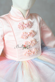 Candy Carousel Holiday Gown with Detachable Jacket – Custom Colors | Editorial & Special Occasion Dress