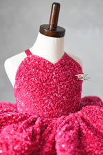 Retro "Velvet Glam" Birthday Dress – Sequin Velvet Gown for Photography & Special Events
