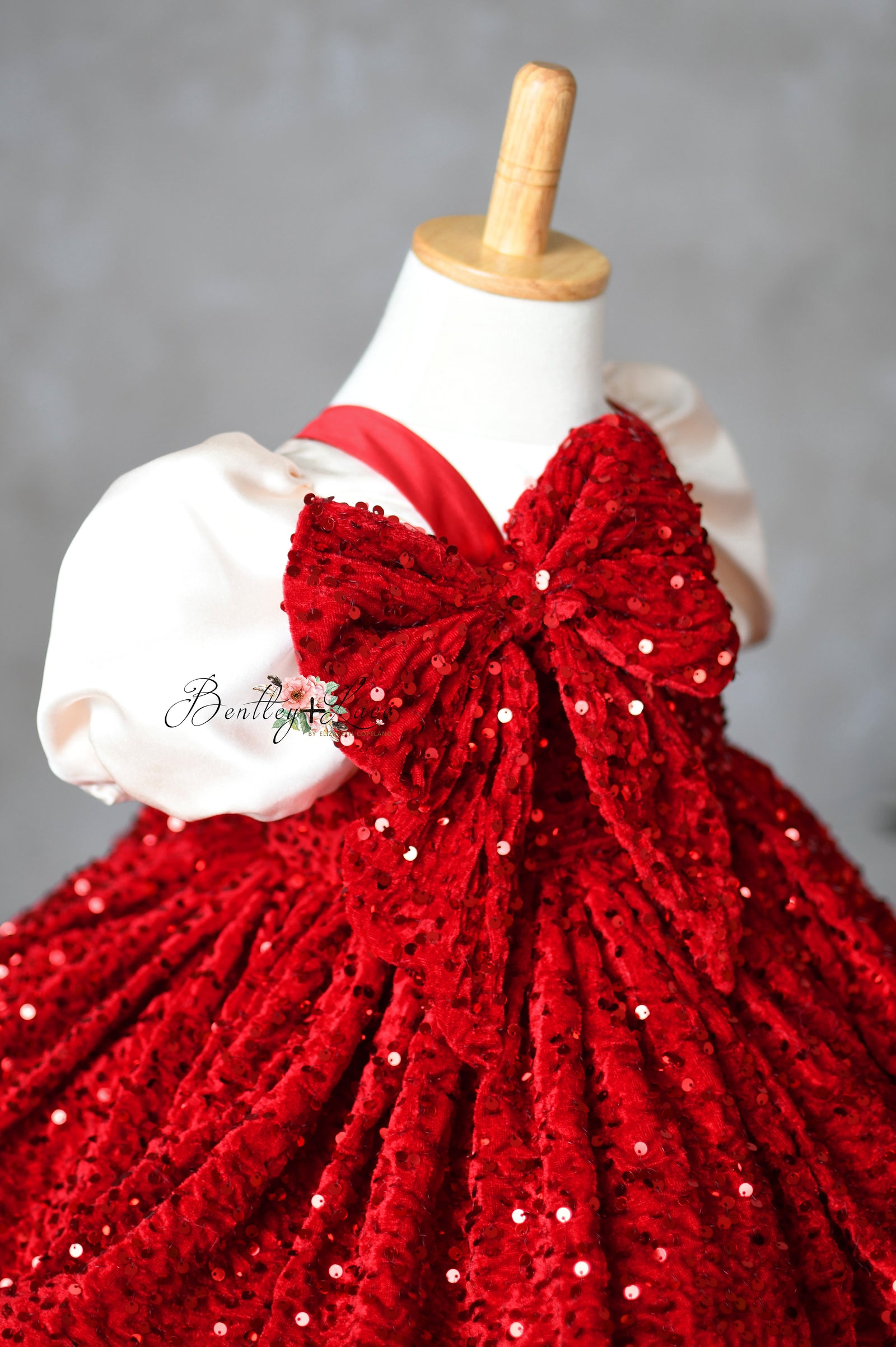 Elegant holiday gown designed for magical seasonal moments.

