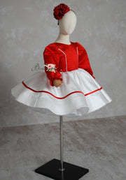 Festive Elf-themed Santa's Helper Dress in bridal soft satin