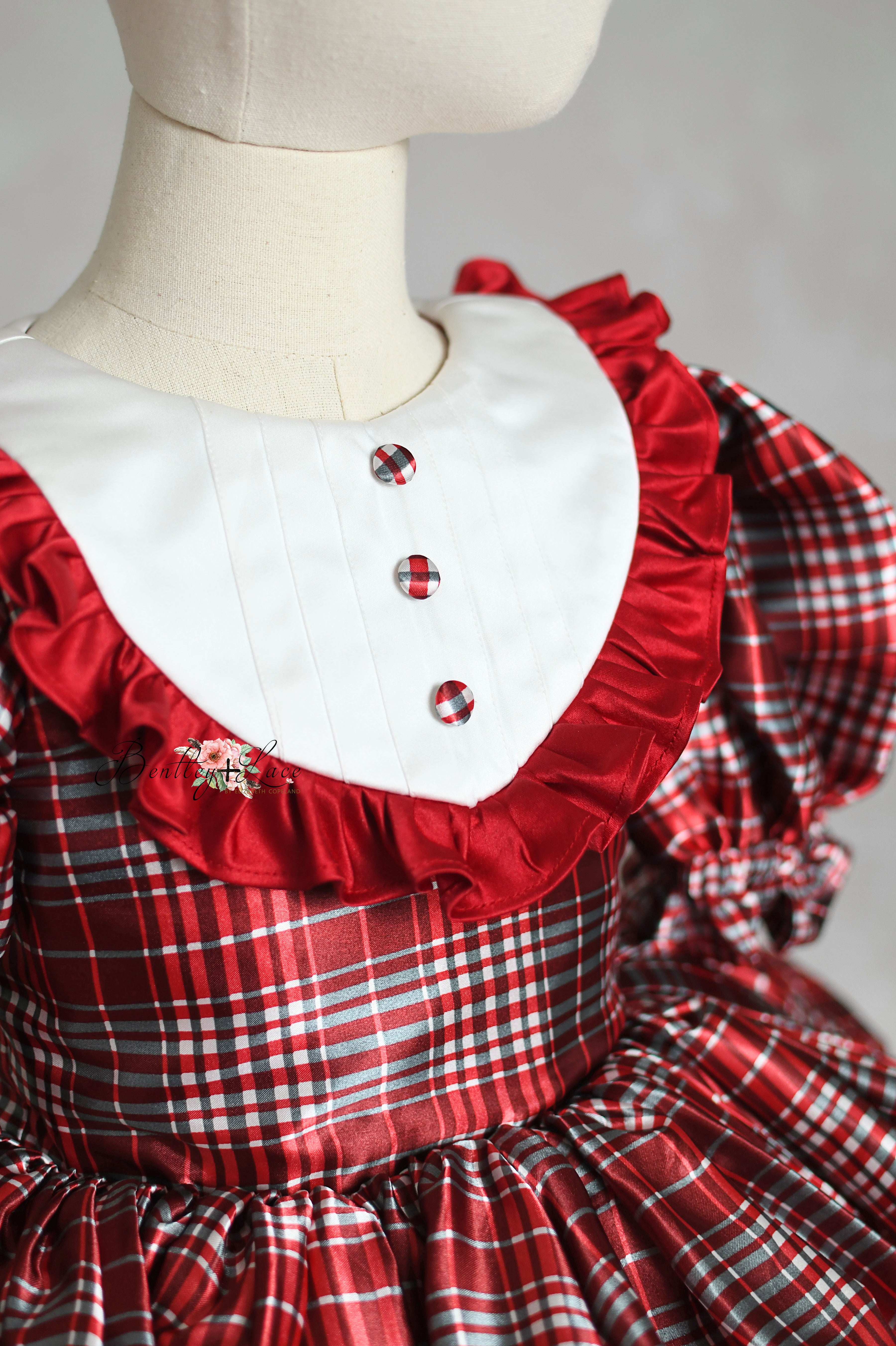 red white checkered plaid holiday dress