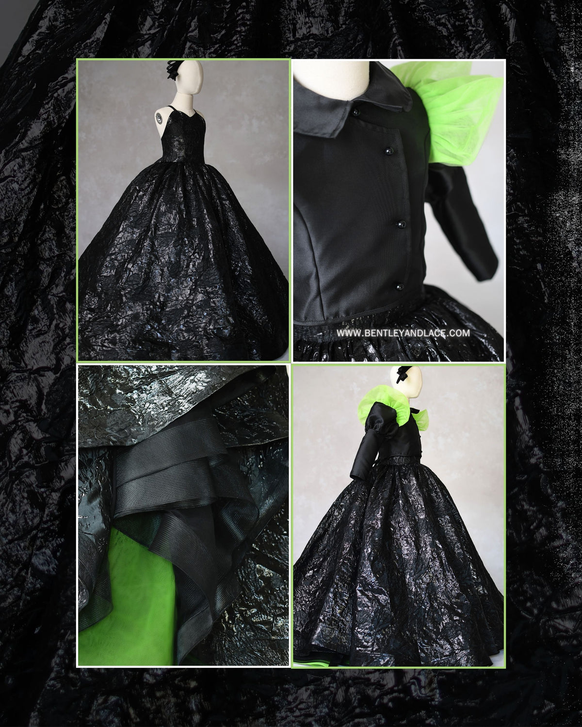 Emerald Shadows - Wicked-inspired- select your color-  Floor Length Gown  Editorial Dress, Couture Gown, Special Occasion Dress