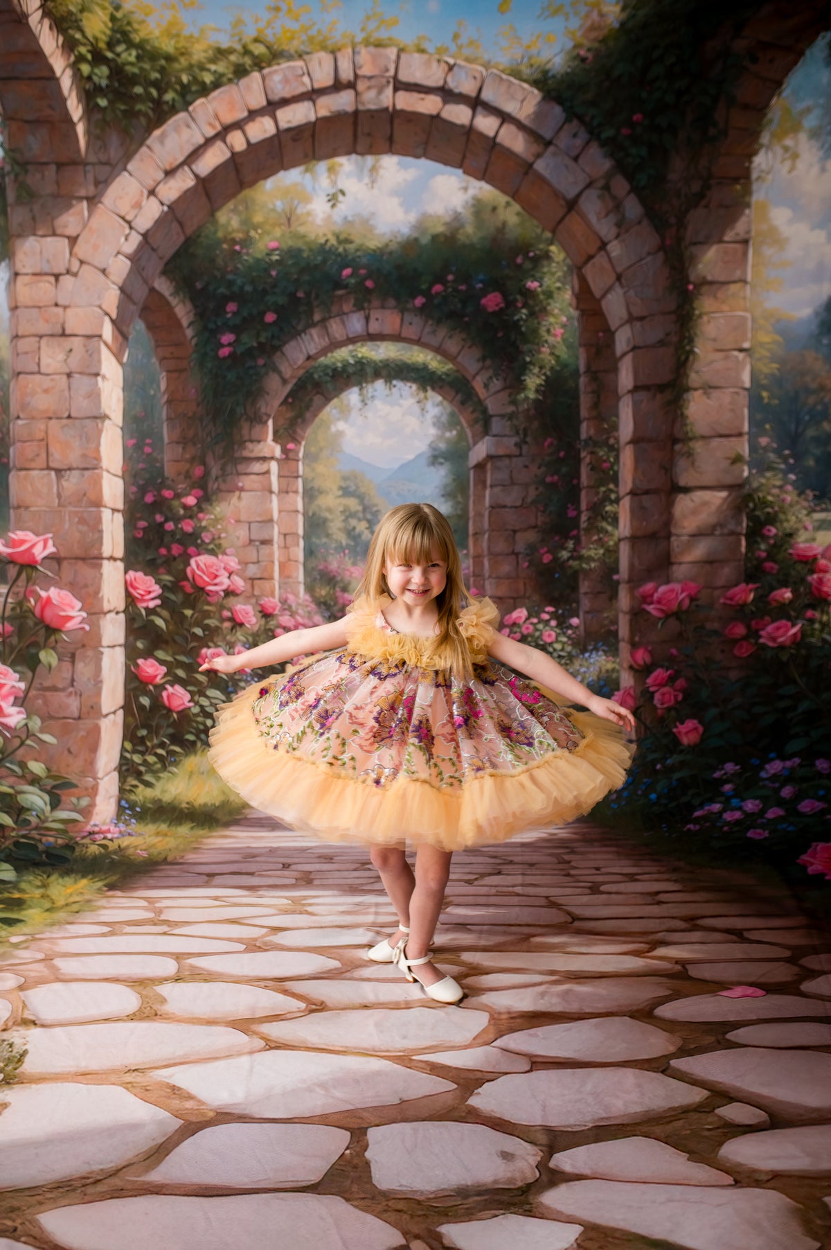 New "Colors of Summer"  vintage Length Dress ( 3 Year - Petite 4 Year)