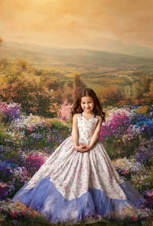 Mayfair- floor length - chiffon floral (5-6 year)