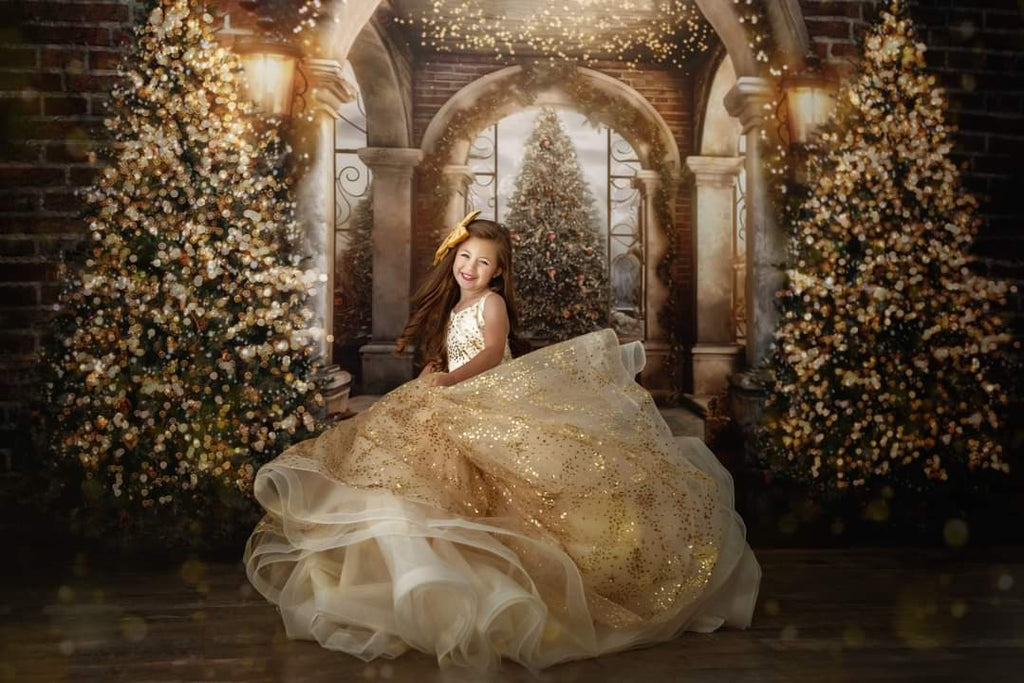 "Gold Shimmering Star" -   Floor length ( 8 Year - Petite 9 Year)