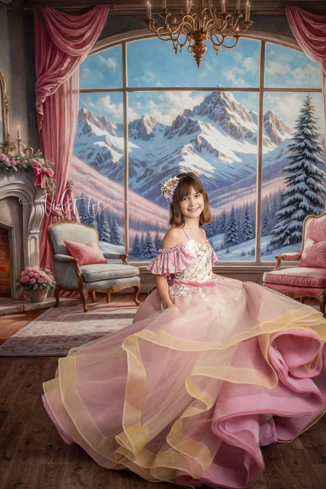 girl wearing a beautiful custom gown for photography session