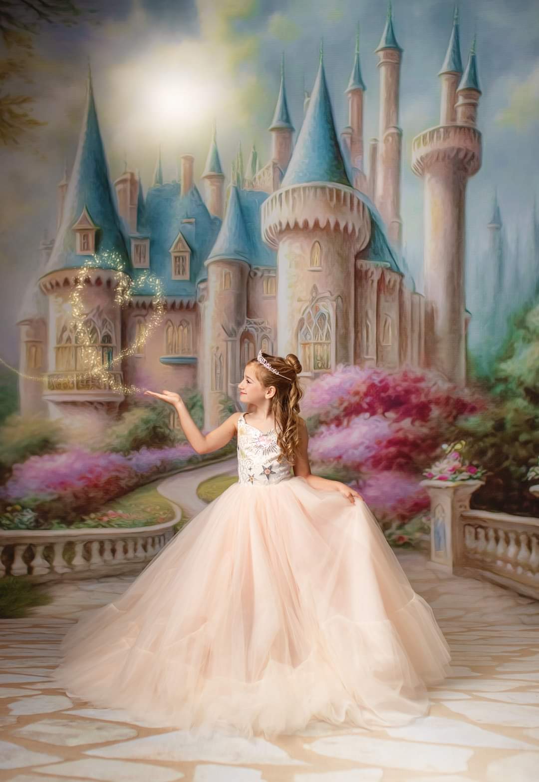 Fantasy Castle - With Sweep- Wrinkle-Free Fabric / 15x10' -Fancy Fabric & Props -Backdrop rental