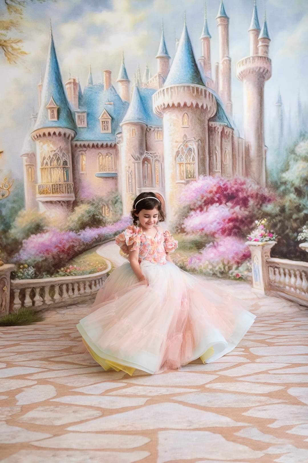 Fantasy Castle - With Sweep- Wrinkle-Free Fabric / 15x10' -Fancy Fabric & Props -Backdrop rental