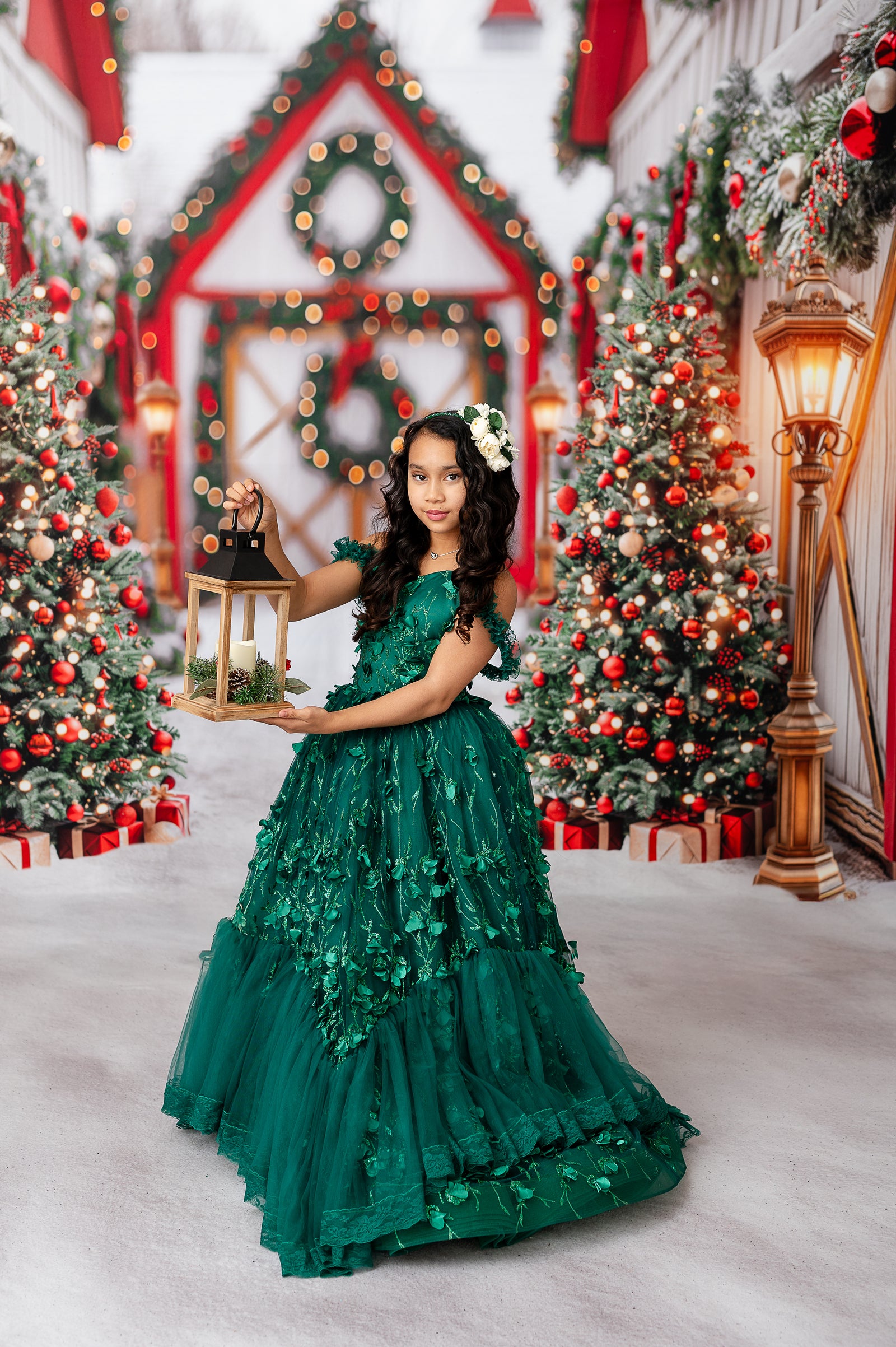 "Custom-colored Sadie gown featuring structured bodice and flowing full skirt"

