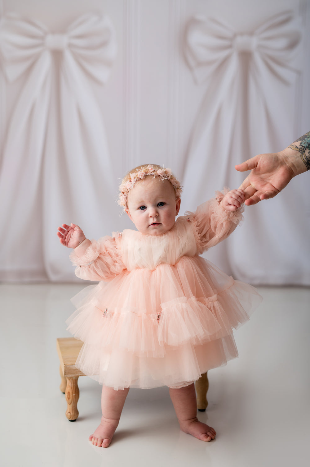 Rts NEW  Rosewater Ruffle Blush Baby + Toddler Couture Dress | Bentley + Lace