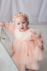Rts NEW  Rosewater Ruffle Blush Baby + Toddler Couture Dress | Bentley + Lace