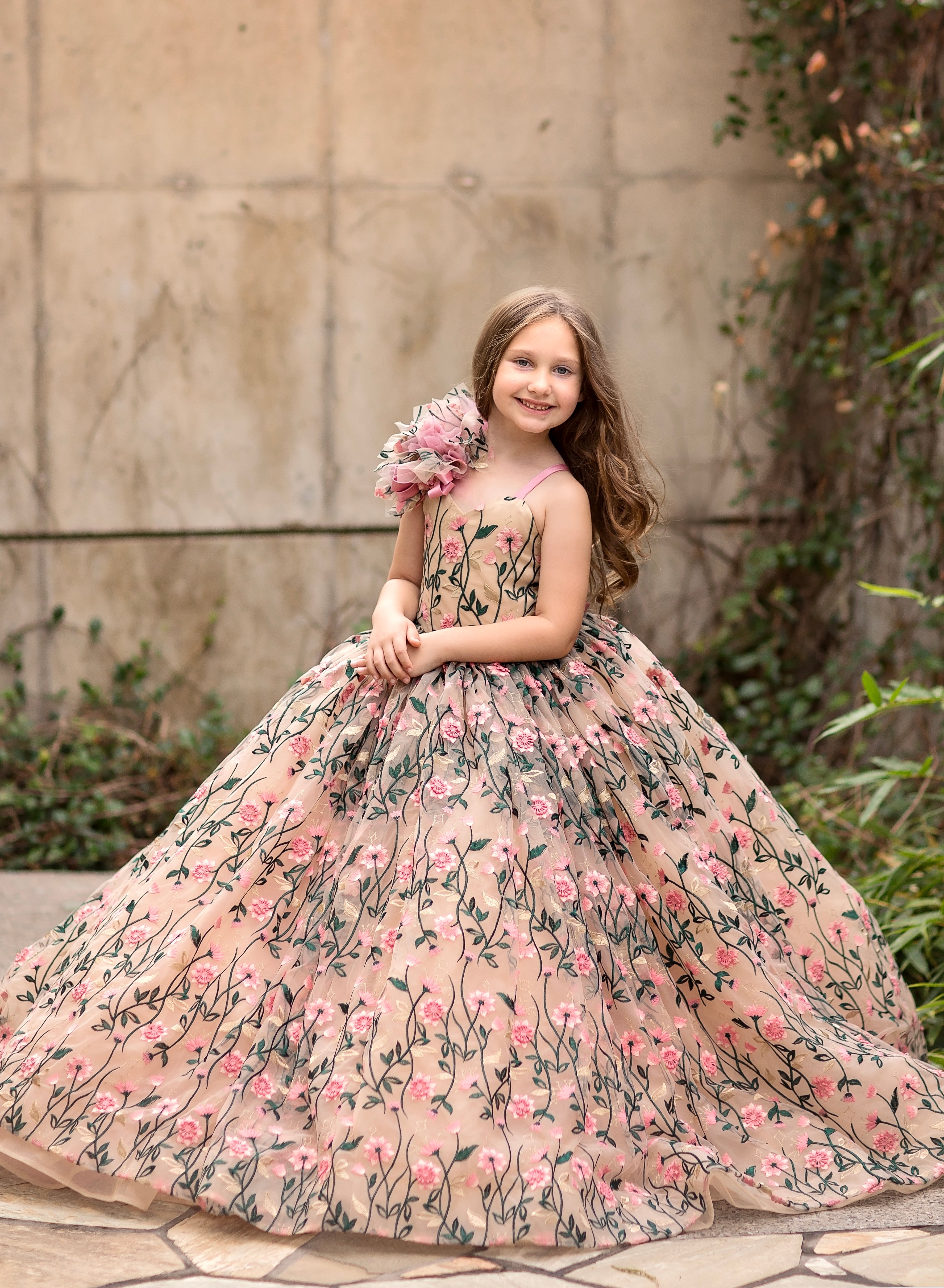 "Dance of the blooms" -   Floor Length ( 5 Year - Petite 6 Year)