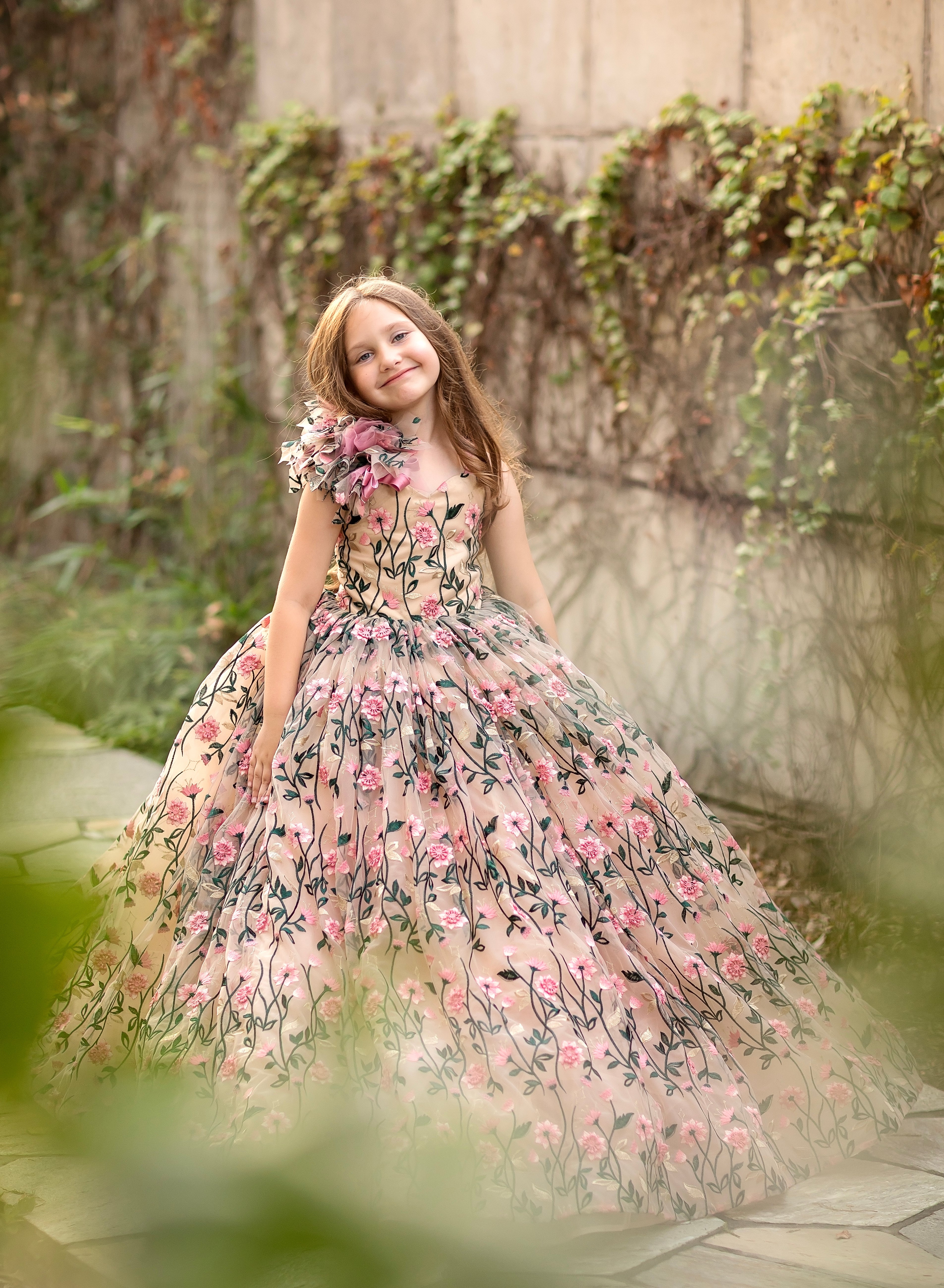 "Dance of the blooms" -   Floor Length ( 5 Year - Petite 6 Year)