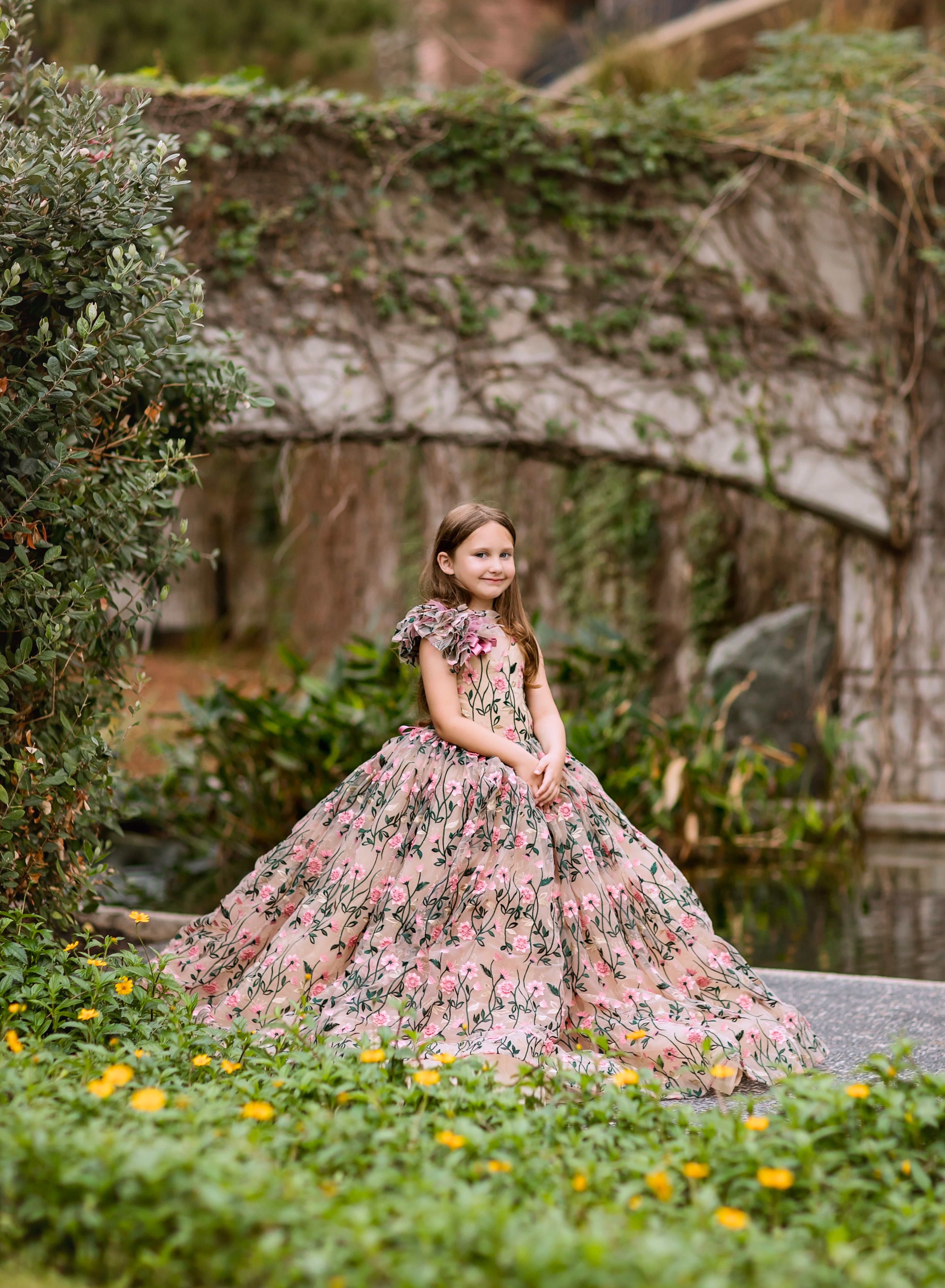 "Dance of the blooms" -   Floor Length ( 5 Year - Petite 6 Year)