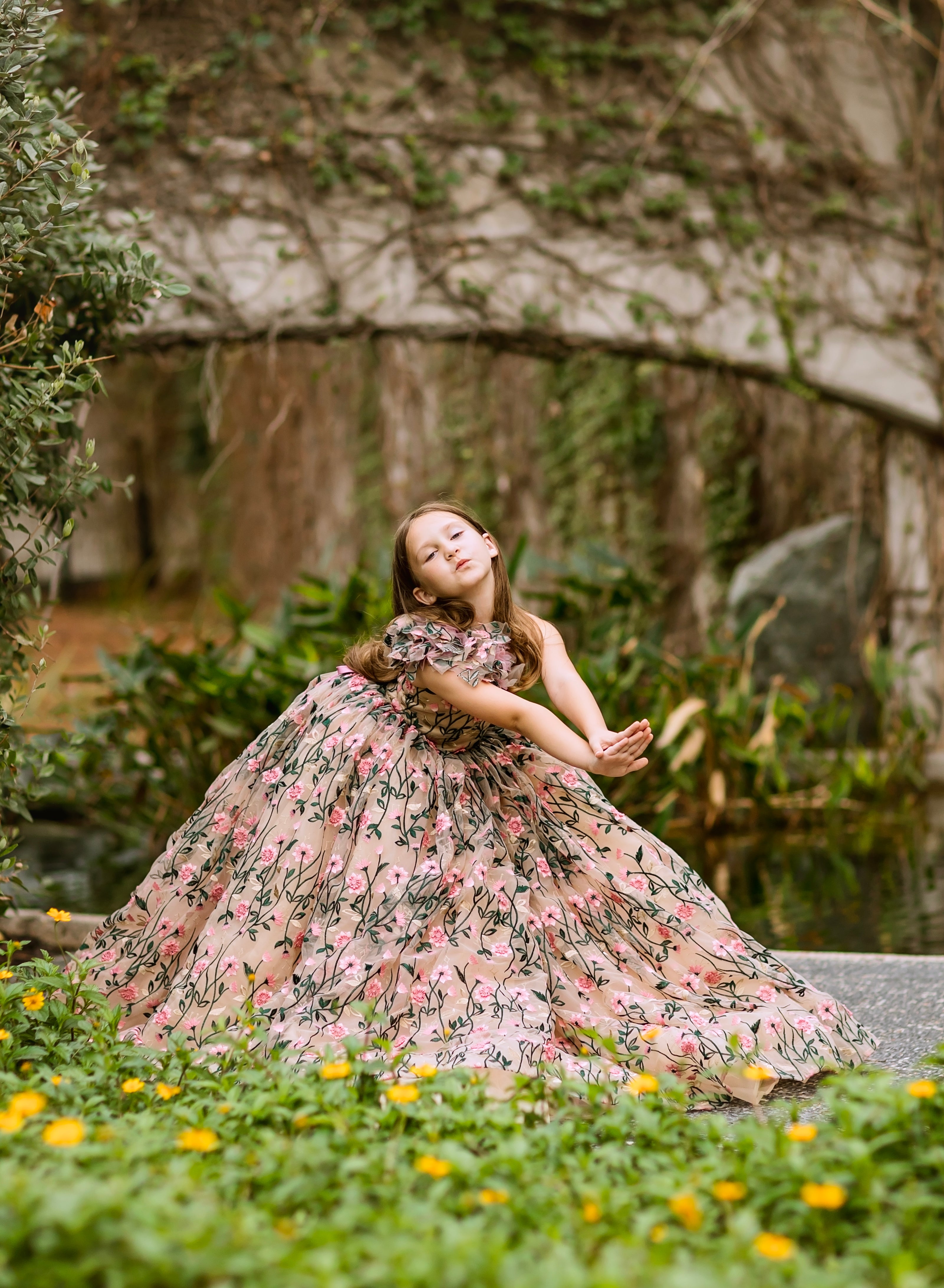 "Dance of the blooms" -   Floor Length ( 5 Year - Petite 6 Year)