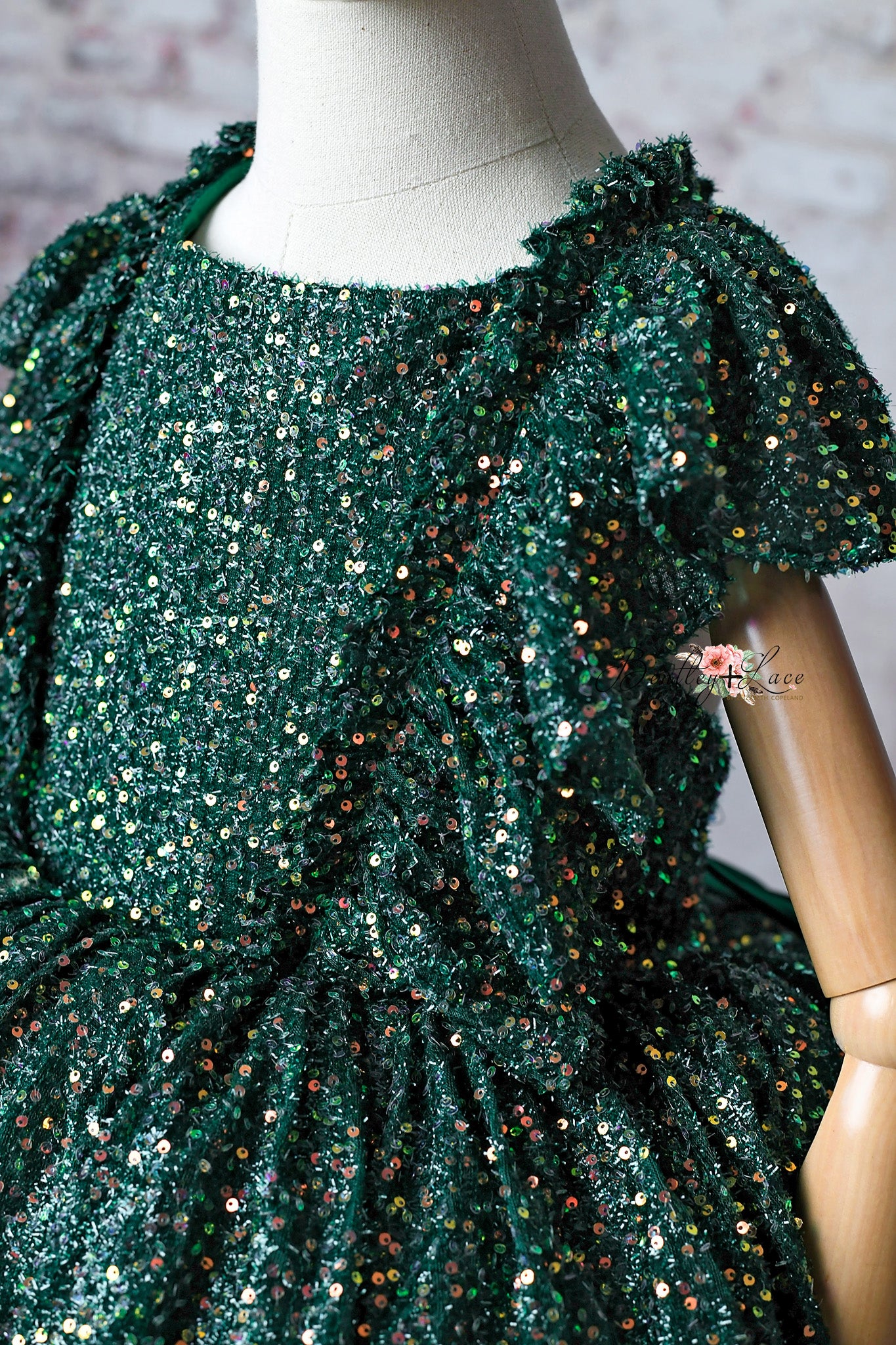 Couture holiday rental gown: "Holly" -  petal length ( 6 Year - Petite 7 Year up to petite 8)