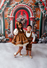 Gingerbread Dress Set with Apron | Bow Add-On Option | Custom Colors & Fabrics | Editorial Couture Gown for Special Occasions