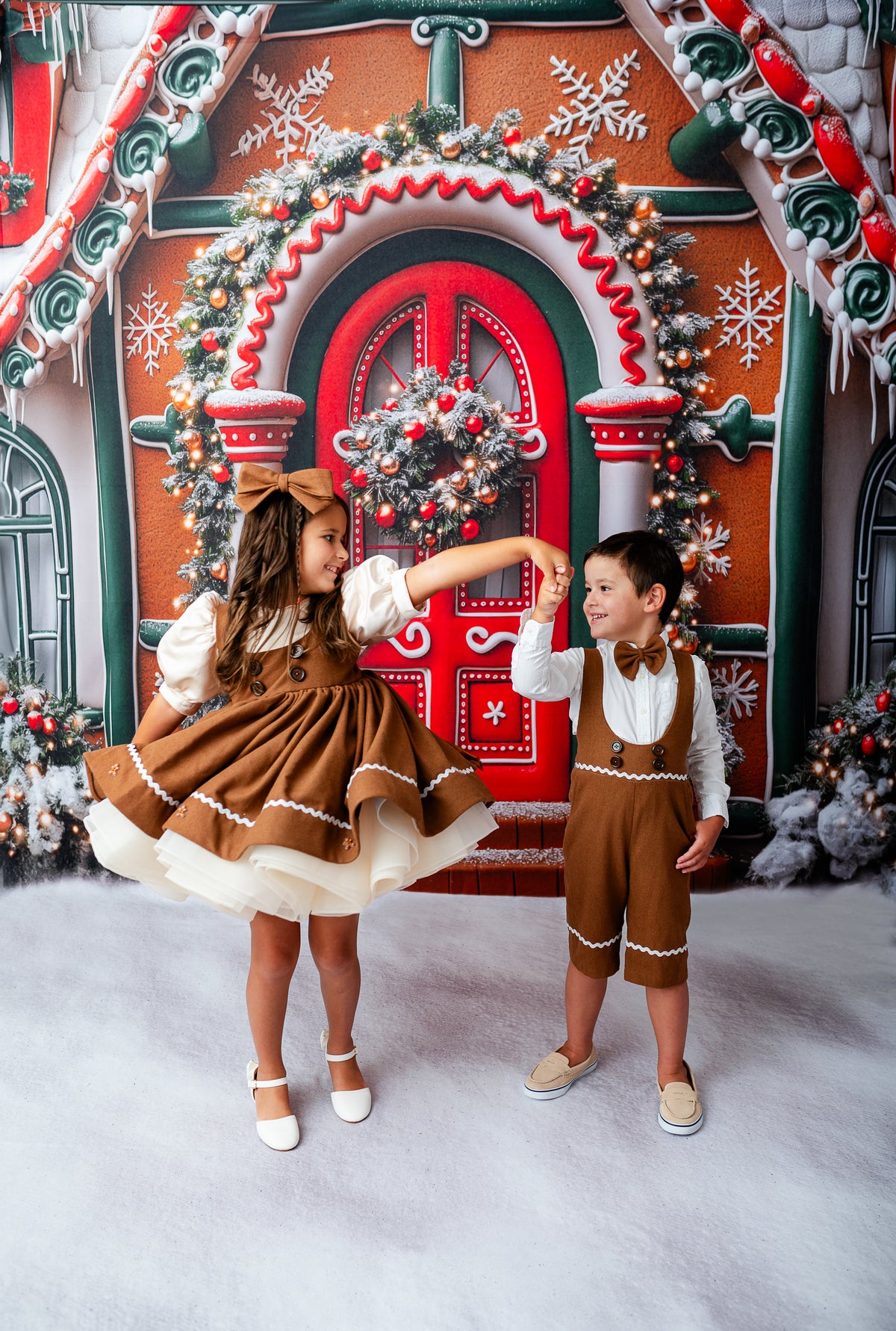 Gingerbread Dress Set with Apron | Bow Add-On Option | Custom Colors & Fabrics | Editorial Couture Gown for Special Occasions