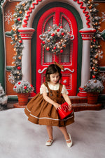 Gingerbread Dress Set with Apron | Bow Add-On Option | Custom Colors & Fabrics | Editorial Couture Gown for Special Occasions
