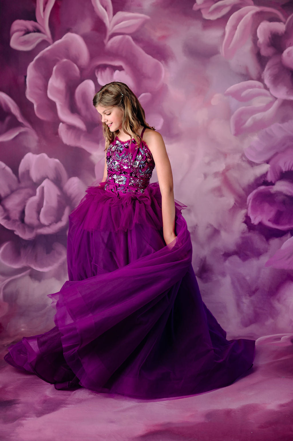 "Dazzling Merlot" - Floor Length Gown - (12 - 15 YEAR)