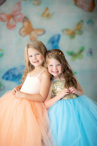 Simple Tulle Floor-Length Dress with Glitter Bodice | Custom Color Options | Editorial Couture for Special Occasions