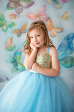 Simple Tulle Floor-Length Dress with Glitter Bodice | Custom Color Options | Editorial Couture for Special Occasions