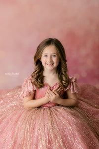 Retired rental euc Stassi- Rose Gold and Rose pink gown- Gorgeous special occasion or photo shoot dress (7 Year-Petite 8 Year)