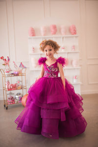 Retired rental euc "Dazzling Merlot" -Toddler Floor Length Gown - (3-5 year)