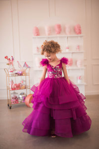Retired rental euc "Dazzling Merlot" -Toddler Floor Length Gown - (3-5 year)