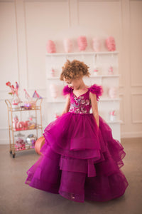 Retired rental euc "Dazzling Merlot" -Toddler Floor Length Gown - (3-5 year)