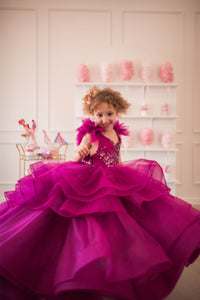 Retired rental euc "Dazzling Merlot" -Toddler Floor Length Gown - (3-5 year)