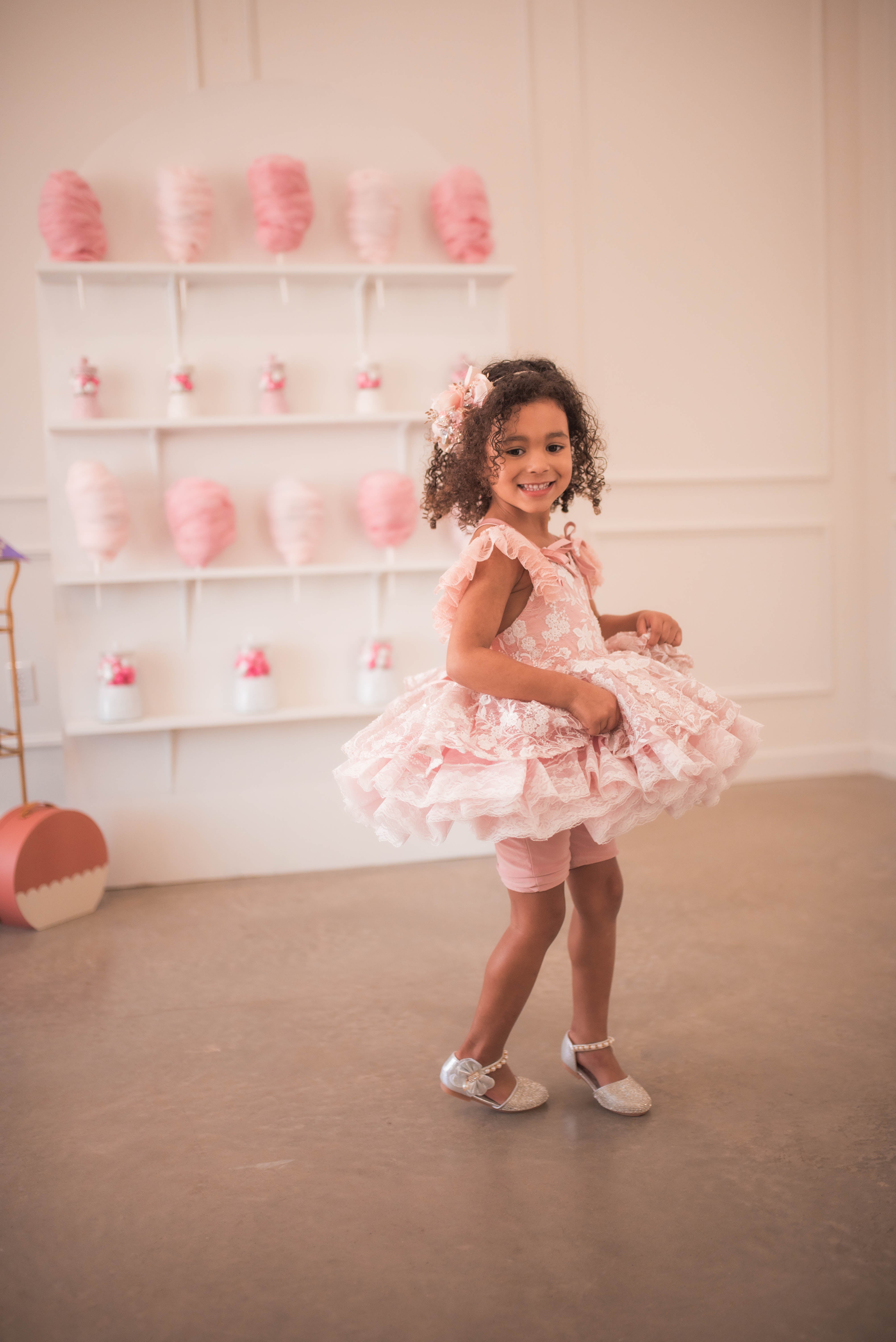 "Dentelle Rose" -   Petal length dress+ Knee length Bloomer shorts  ( 2 Year - Petite 4)