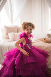 Retired rental euc "Dazzling Merlot" -Toddler Floor Length Gown - (3-5 year)