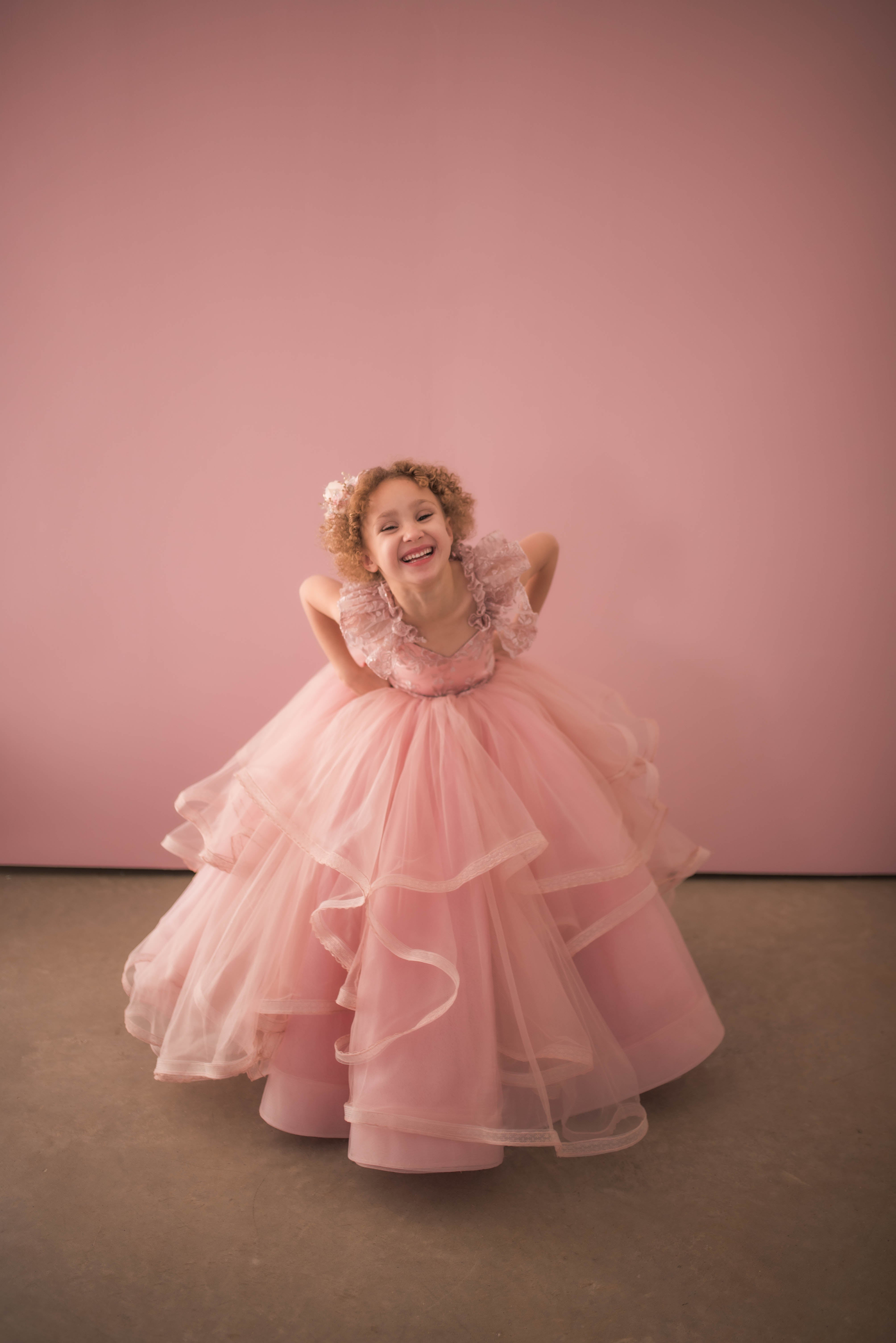 "Rosy Reverie" -Toddler Floor Length Gown - (3-5 year)