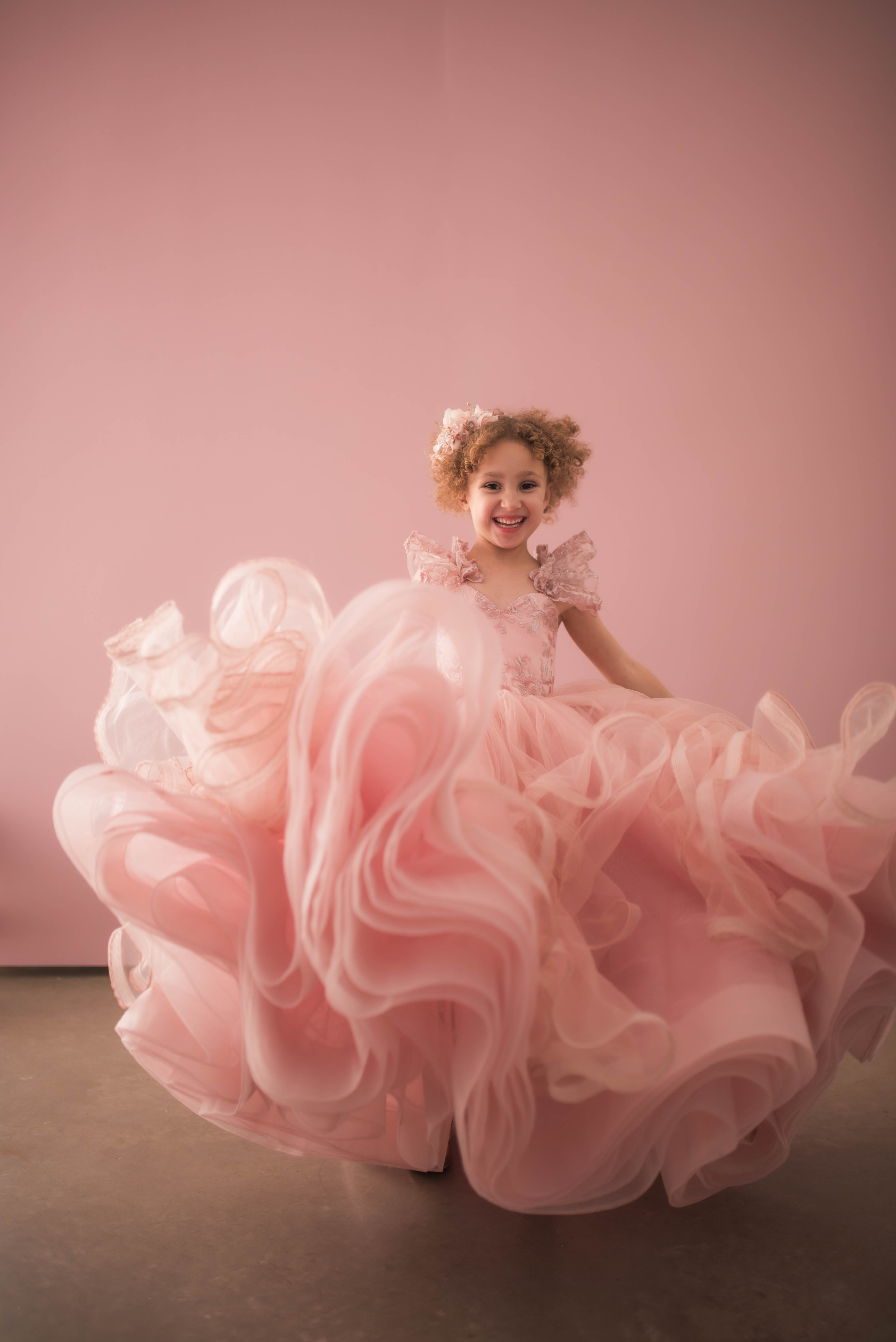 "Rosy Reverie" -Toddler Floor Length Gown - (3-5 year)