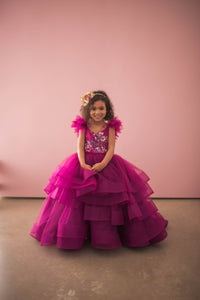 Retired rental euc "Dazzling Merlot" -Toddler Floor Length Gown - (3-5 year)